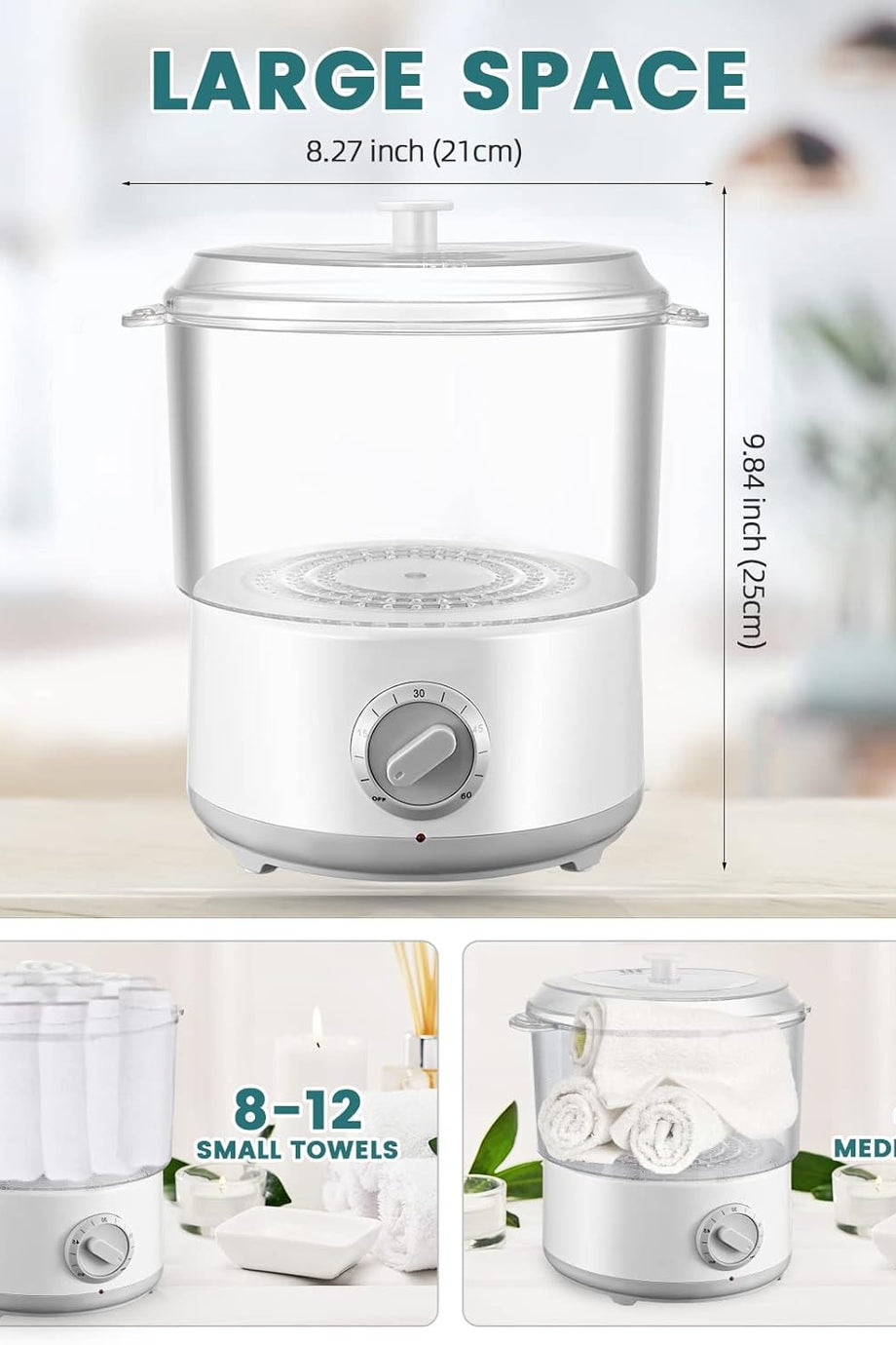 Elektrikli Havlu Isıtıcı, 202°F Hızlı Isıtma, Spa, Yüz Bakımı ve Saç Salonu Kullanımı İçin