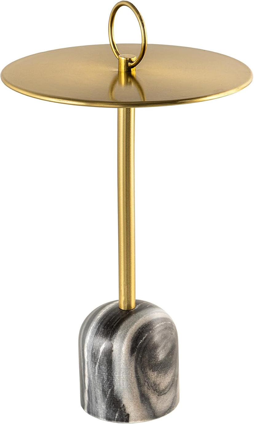 Elegance Yuvarlak Sehpa, 60 cm, Altın Renk, Mermer Taban, Modern Tasarım