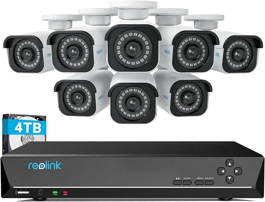 4K 16 Kanal Güvenlik Kamerası Sistemi 8 PoE Kamera, 4TB HDD, 24/7 Kayıt
