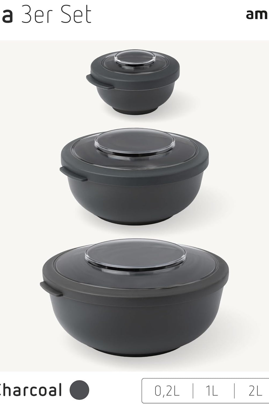 Tylla 3lü Saklama Kabı Seti 200ml 1000ml 2000ml Kapaklı Mikrodalga ve Kamp Uyumlu