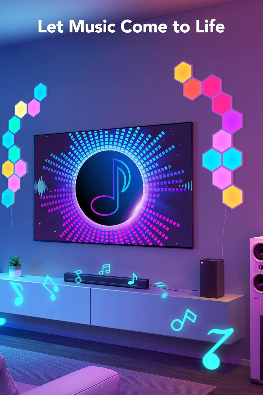 LED Altıgen Panel Oyun Lambası 10'lu, Wi-Fi Kontrollü Oyun ve Oda Dekorasyonu