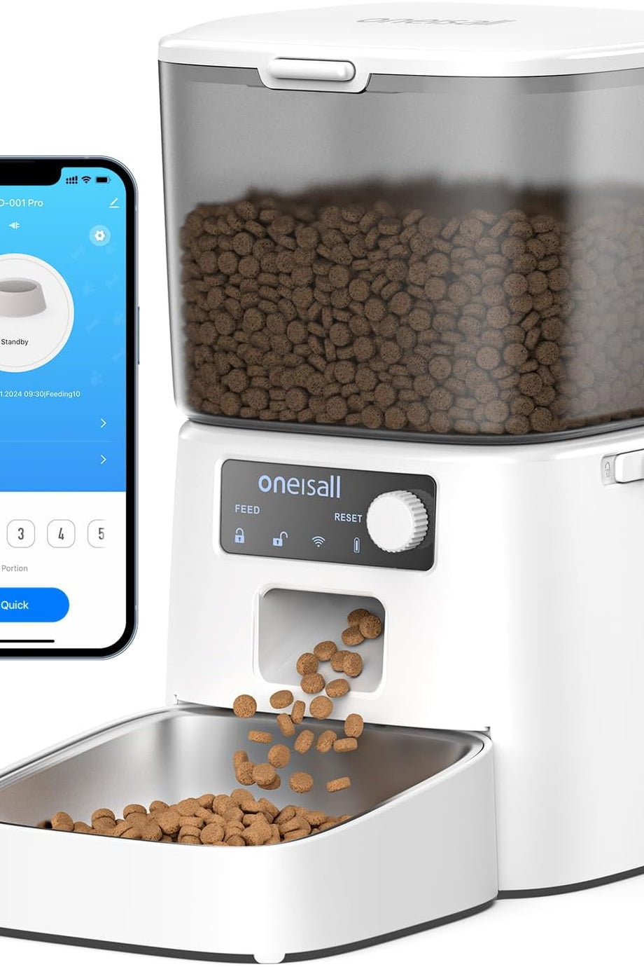 3.5L Otomatik Kedi Besleyici, Wi-Fi Akıllı Uygulama Kontrolü, 1-10 Öğün