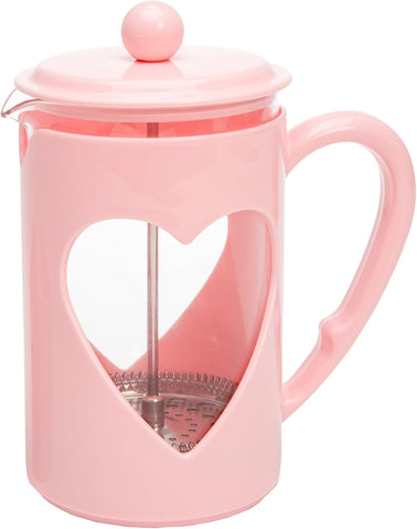 Kalp Tasarımlı French Press 1 L, Cam, Paslanmaz Filtreli, Isıya Dayanıklı