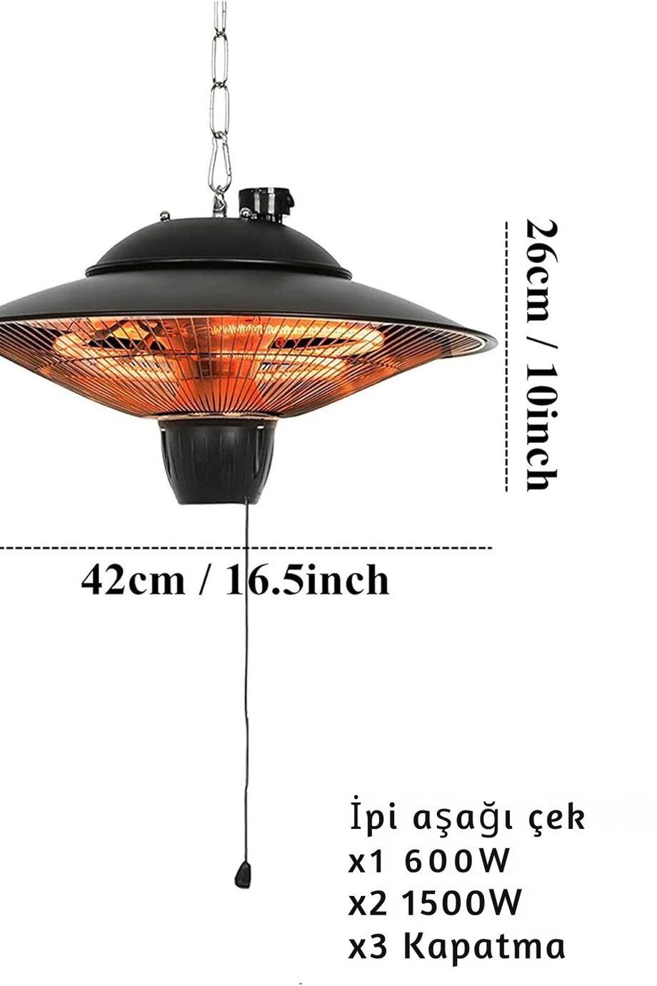 Asma Tavan Elektrikli Infrared Isıtıcı 2000W, Sessiz ve IP55 Su Geçirmez