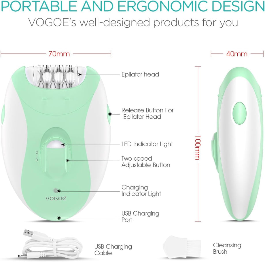 Kablosuz Kadın Epilatör, 21 Cımbızlı, LED Işıklı, 2 Hız Ayarlı, Şarjlı Tüy Alma Cihazı
