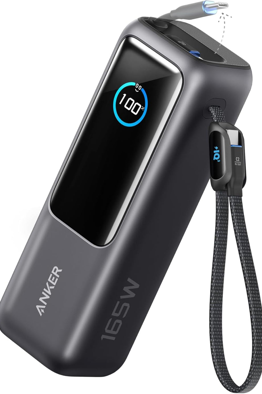 25.000 mAh Laptop Powerbank, 3×100W USB-C, 4 Cihaz Şarj, Geri Çekilebilir Kablo