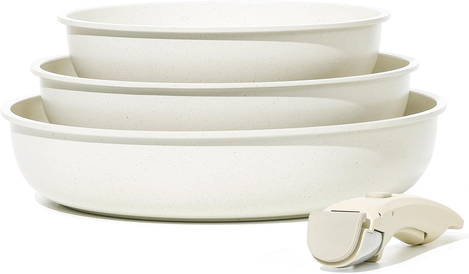 4 Parça Tava Seti, 22/26/30 cm, Çıkarılabilir Saplı, Yapışmaz Kaplama, İstiflenebilir