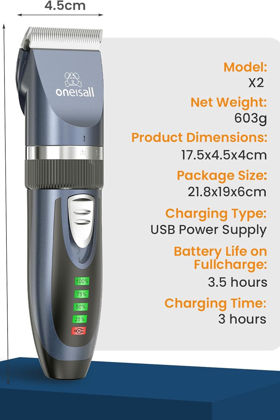 Kedi Tıraş Makinesi, Sessiz, Güçlü Motor, Seramik ve Titanyum Bıçaklar