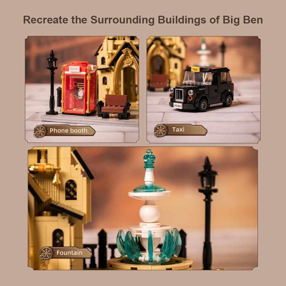 Mimarlık Big Ben Yapı Blok Seti, Steampunk Zaman Kulesi Modeli, Londra Ikonları
