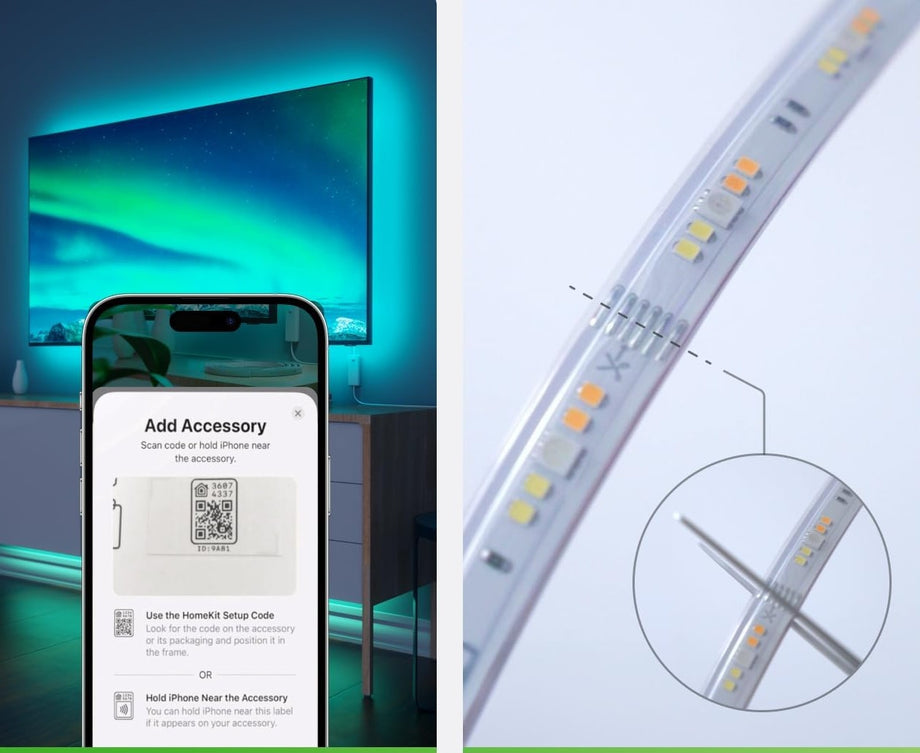 2 m Akıllı RGBW LED Şerit,Matter Over Thread, Bluetooth, 16 Milyon Renk Seçeneği