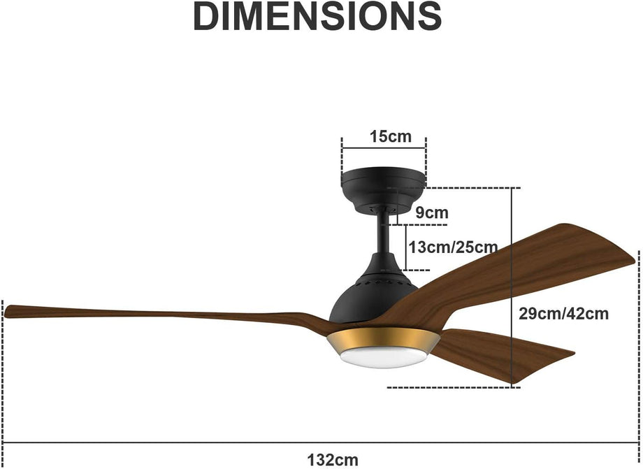 132 cm WiFi Tavan Vantilatörü,Kısılabilir LED Aydınlatma, 6 Hız DC Motor