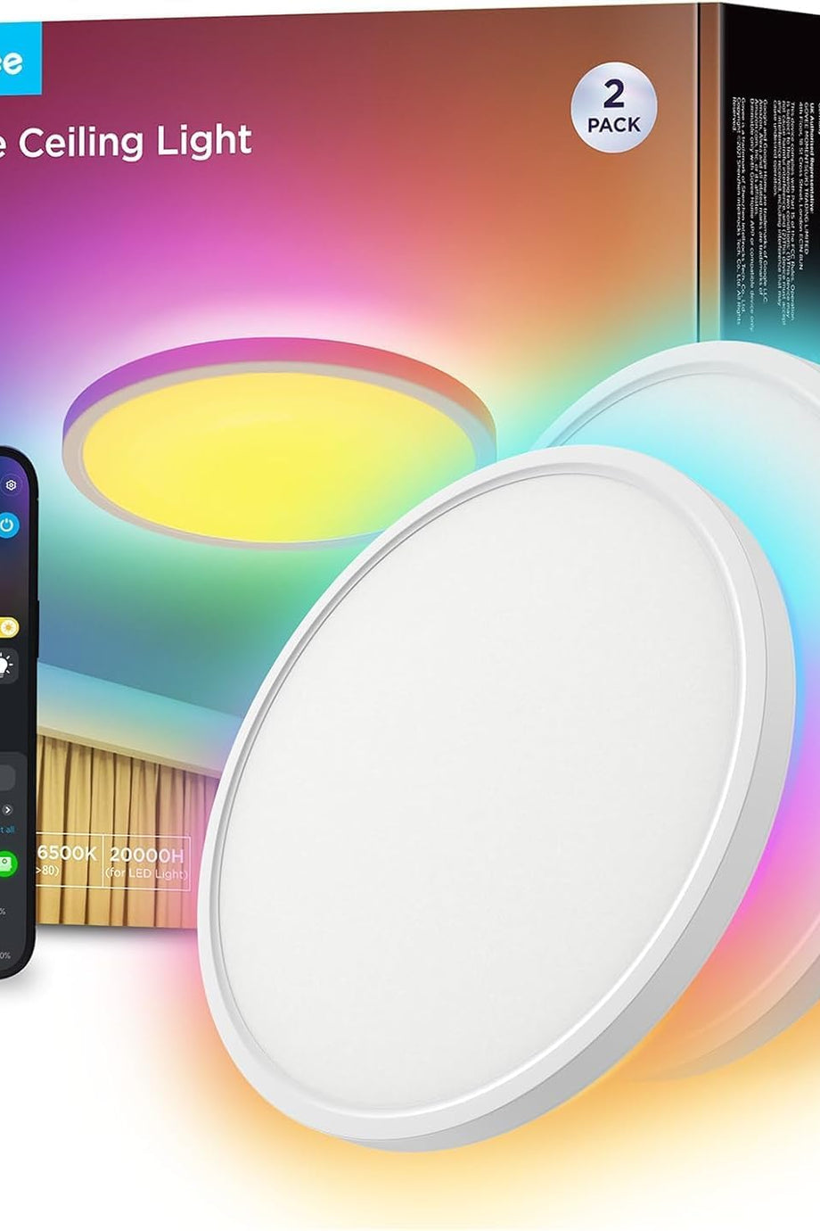 RGBIC Smart Tavan Lambası, 24W, 16 Milyon Renk, Alexa & Google Assistant Uyumu