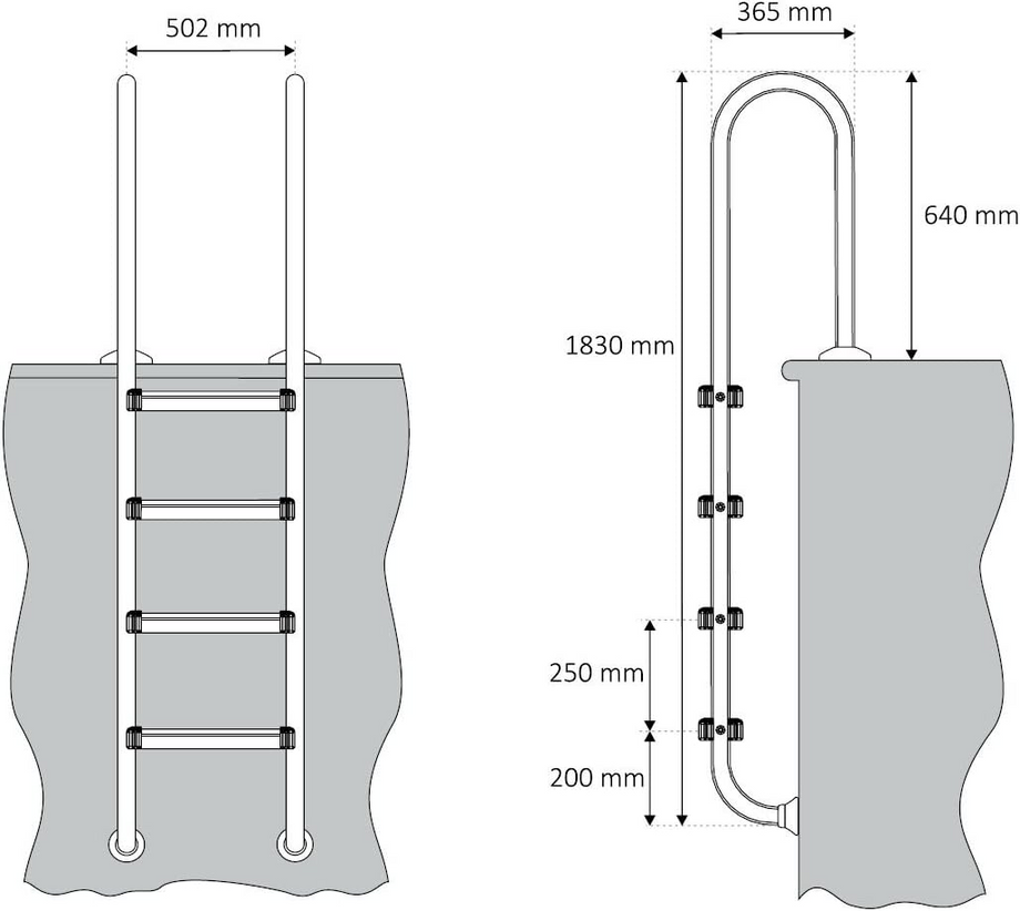 4 Basamaklı V2A Paslanmaz Çelik Havuz Merdiveni, Kaymaz, Güvenli ve Dayanıklı