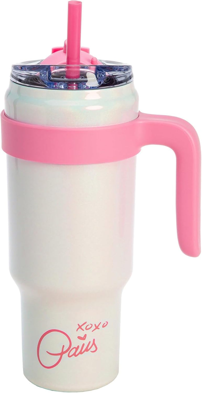 1,1 Litre İçecek Şişesi, Paslanmaz Çelik, Pipetli, Yalıtımlı, Pembe