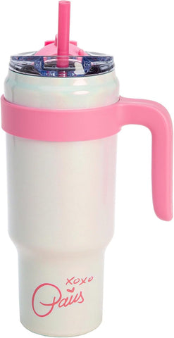 1,1 Litre İçecek Şişesi, Paslanmaz Çelik, Pipetli, Yalıtımlı, Pembe