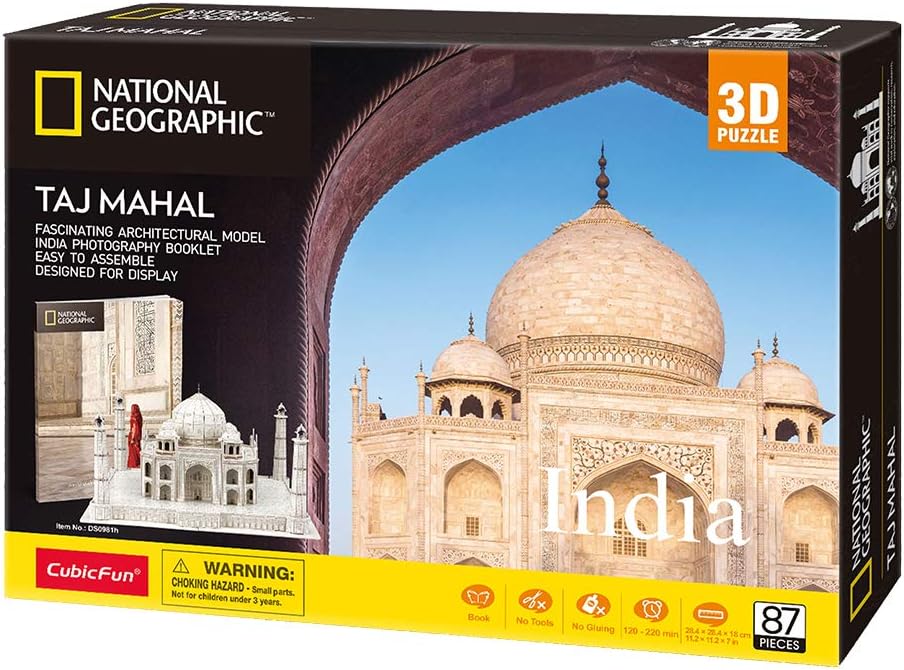 3D Puzzle Taj Mahal,  131 Parça Karton Maket Seti, 10+ Yaş, Fotobroşür Dahil