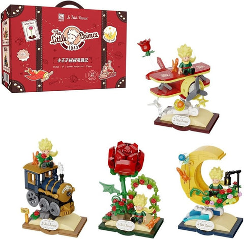 Küçük Prens Yapı Seti, Yetişkinler Çocuklar İçin Koleksiyonluk Model Gül, Tren, Ay ve Uçak Figürleri