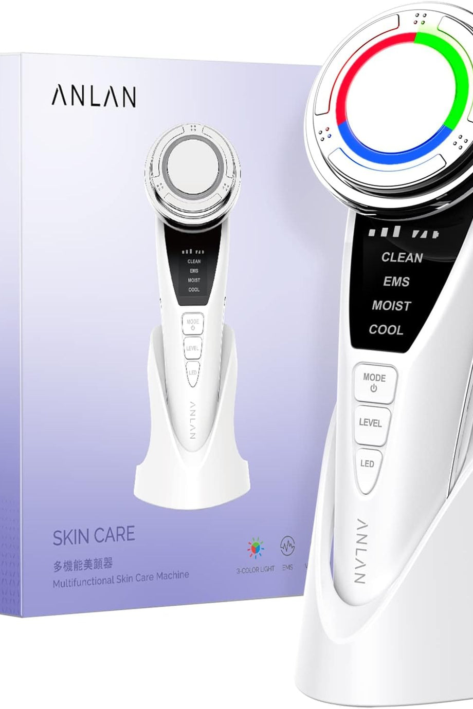 5'i 1 Arada Yüz Masaj Cihazı EMS Mikro Akım, LED Terapi, Isıtma Soğutma, Kırışıklık ve Akne Karşıtı