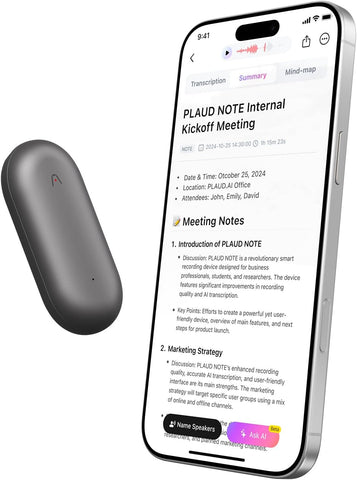 NotePin AI Ses Kaydedici Kiti, 112 Dil Destekli Transkripsiyon ve Özetleme, 64GB Depolama
