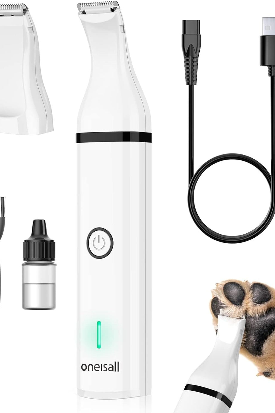 Köpek Tırnak ve Tüy Kesme Makinesi, Sessiz USB Şarjlı, Çift Başlıklı Traş Aleti