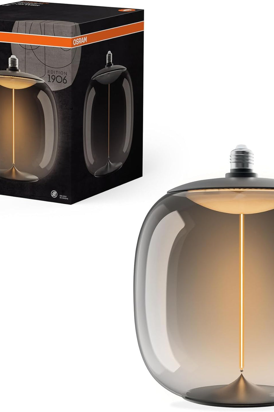 Vintage 1906 LED CLASSIC Oval D250W FILSmoke 45 DIM 12W/818 E27, Enerji Verimli, Çok Renkli Vintage Ampul