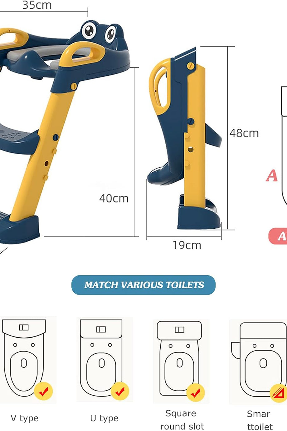 Merdivenli Çocuk Tuvalet Oturağı, Katlanabilir & Ayarlanabilir