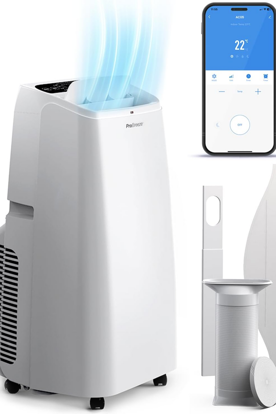 4'ü 1 Arada 12.000 BTU Akıllı Klima Isıtma, Soğutma, WiFi, Zamanlayıcı, Enerji Sınıfı A