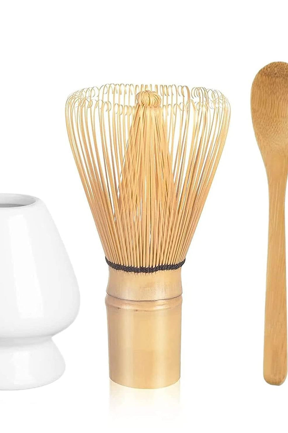 BORATO Matcha Seti, Matcha Çırpıcı (Chasen), Geleneksel Kaşık (Chashaku), Çay Kaşığı ve Whisk Tutucu