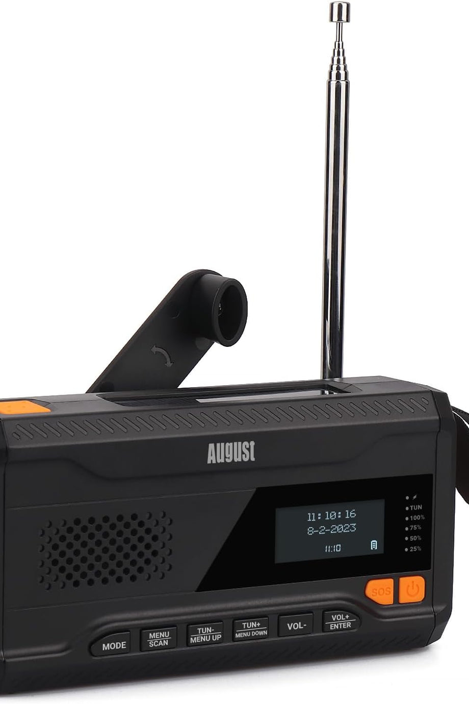 MB290B Crank Radyo, DAB/FM/Bluetooth, 4500mAh Powerbank, Solar & Krank Şarj, LED El Feneri