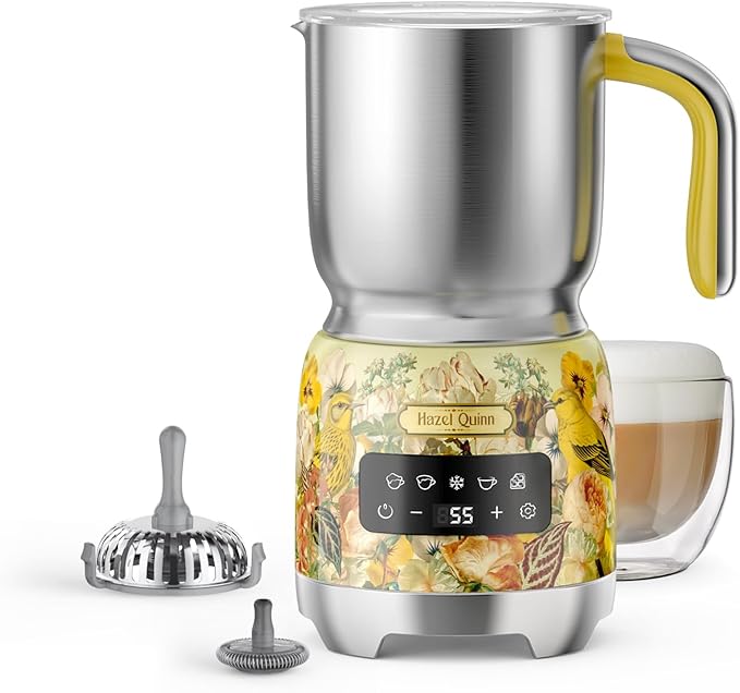 Sarı Süt Köpürtücü, 5’i 1 Arada, 400 ml, LED Kontrollü, Sıcak ve Soğuk