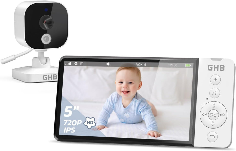 ABM700 Bebek Kameralı Monitör, 5" 720P HD IPS Ekran, Gece Görüşü, VOX Modu, 5000mAh