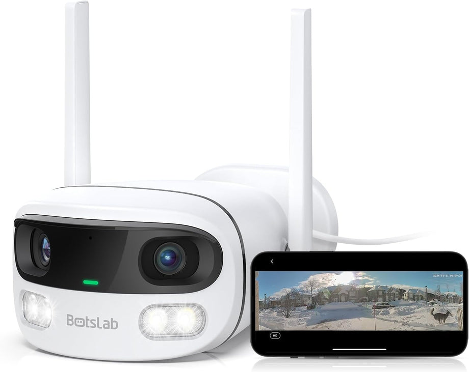 4MP Çift Lens WiFi Dış Mekan Kamera, 170° Geniş Açı, AI Takip, Renkli Gece Görüş, IP66