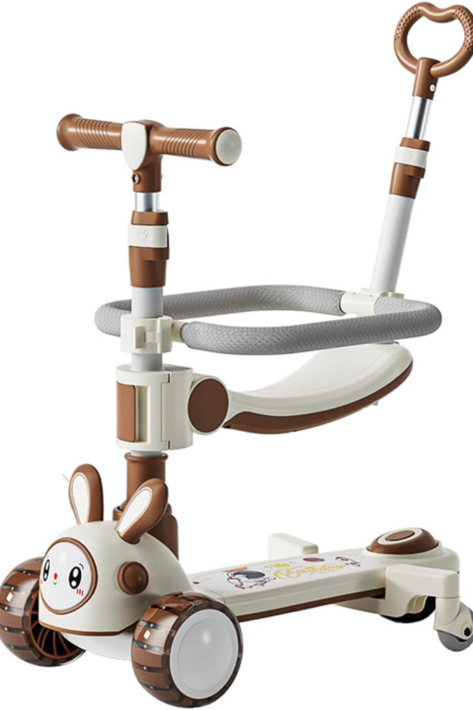 4'ü 1 Arada Çocuk Scooter, Ayarlanabilir Yükseklik, 3 Tekerlekli, Müzikli & Işıklı