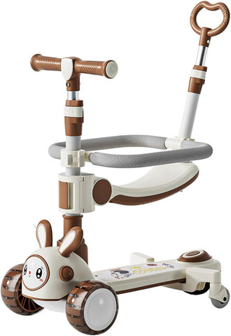 4'ü 1 Arada Çocuk Scooter, Ayarlanabilir Yükseklik, 3 Tekerlekli, Müzikli & Işıklı