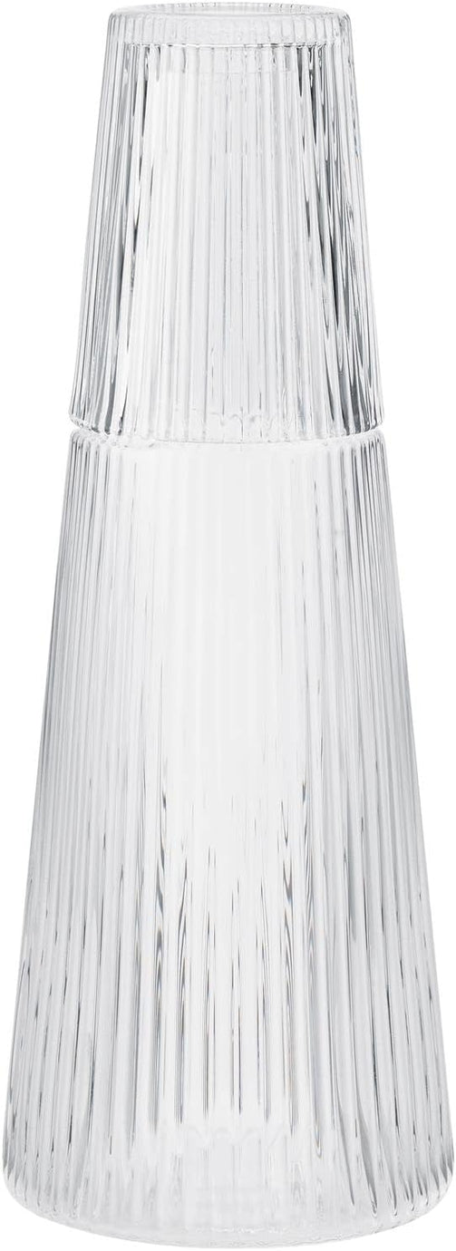 Pilastro Oluklu Cam Sürahi 1L, Art Deco Stil, Danimarka Tasarımı, Kapaklı ve Bulaşık Makinesinde Yıkanabilir