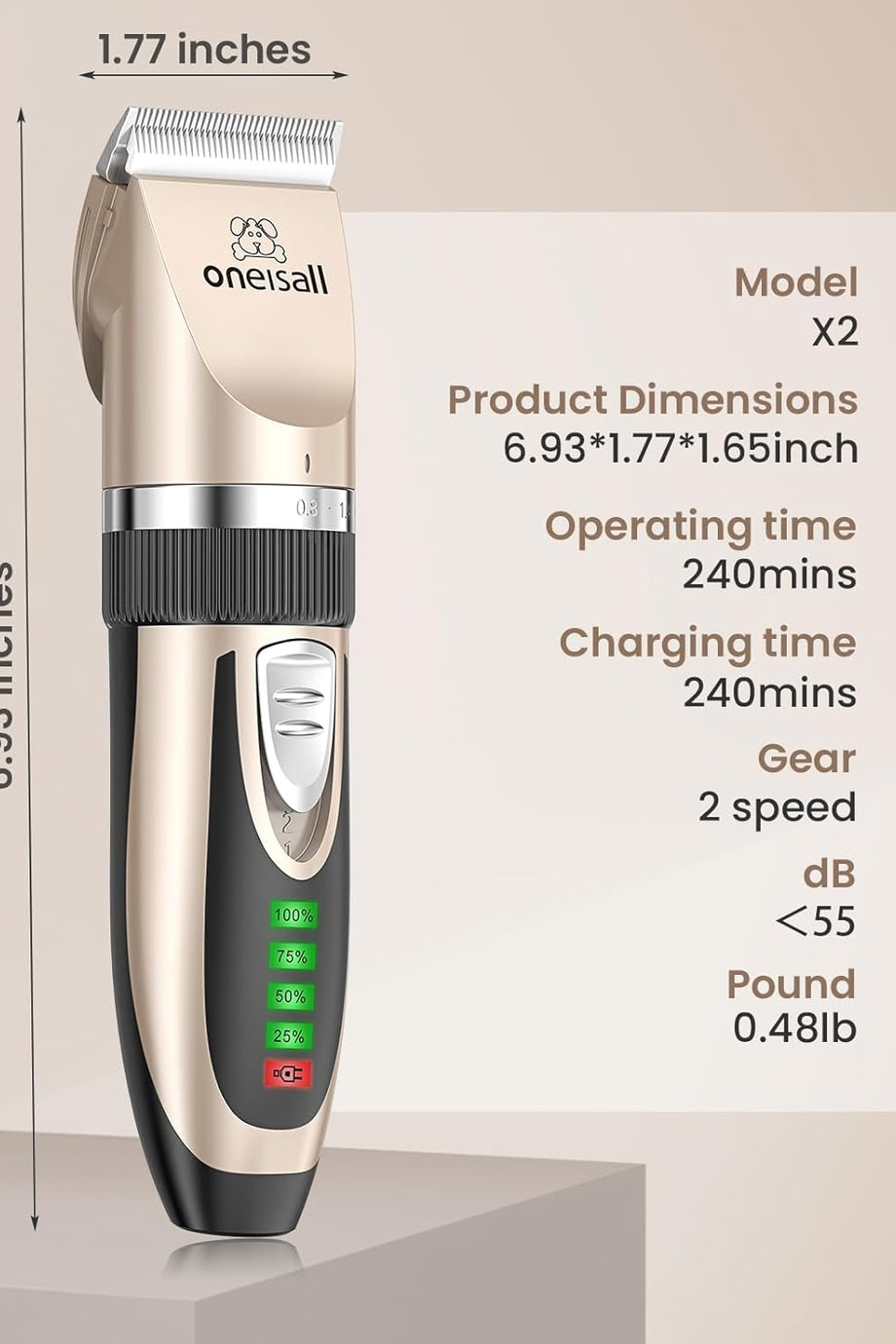 Kedi Tıraş Makinesi, Sessiz, Güçlü Motor, Seramik ve Titanyum Bıçaklar