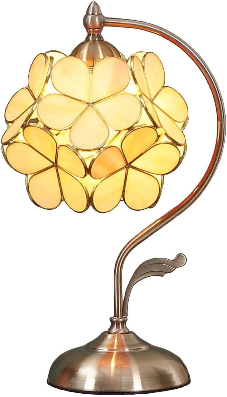 Tiffany Masa Lambası, Kiraz Çiçeği Desenli, Pirinç Ayaklı