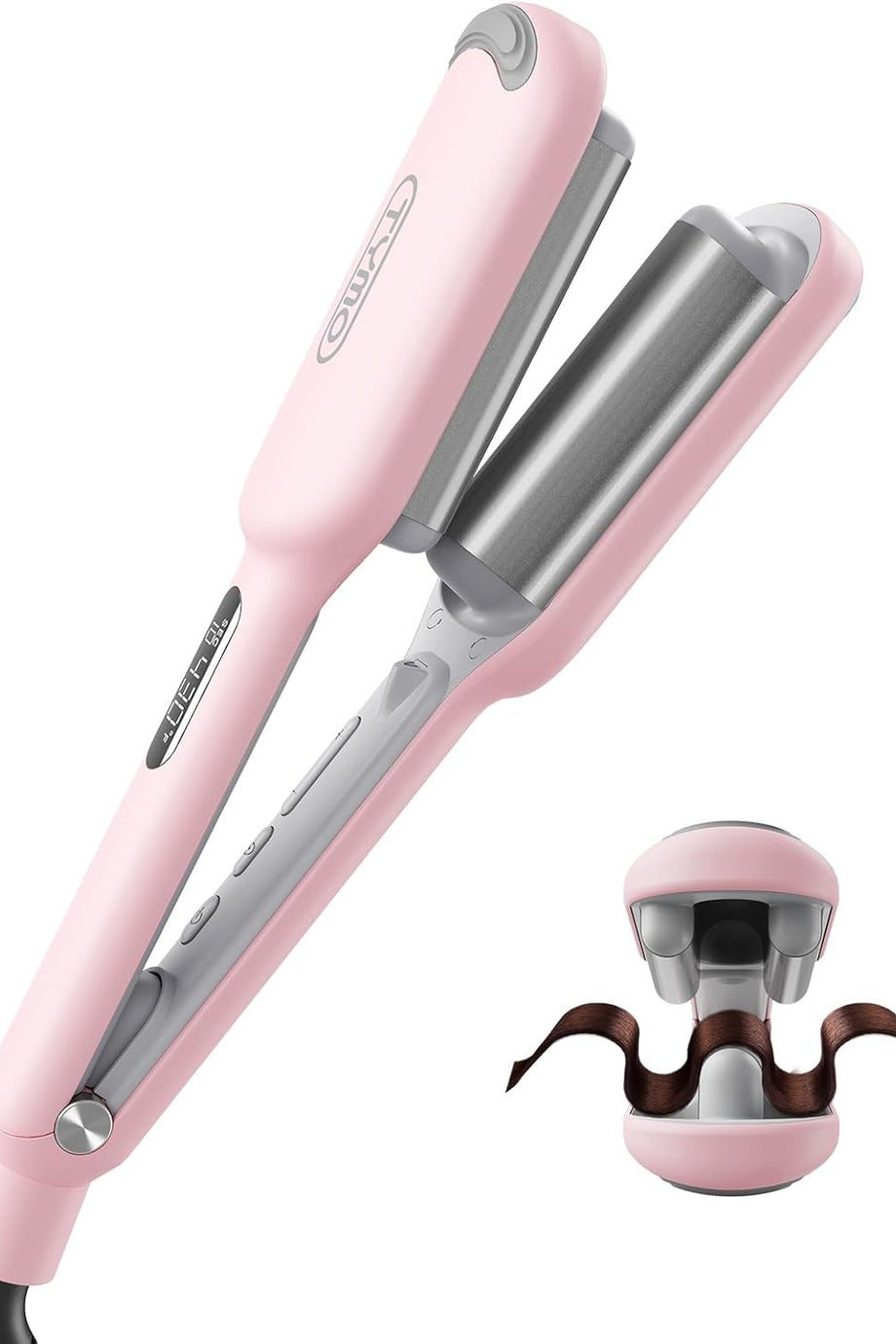 ROVY 25mm Seramik Saç Maşası, Plaj Dalgası, Yanmaz Tasarım, İyonik, Pembe