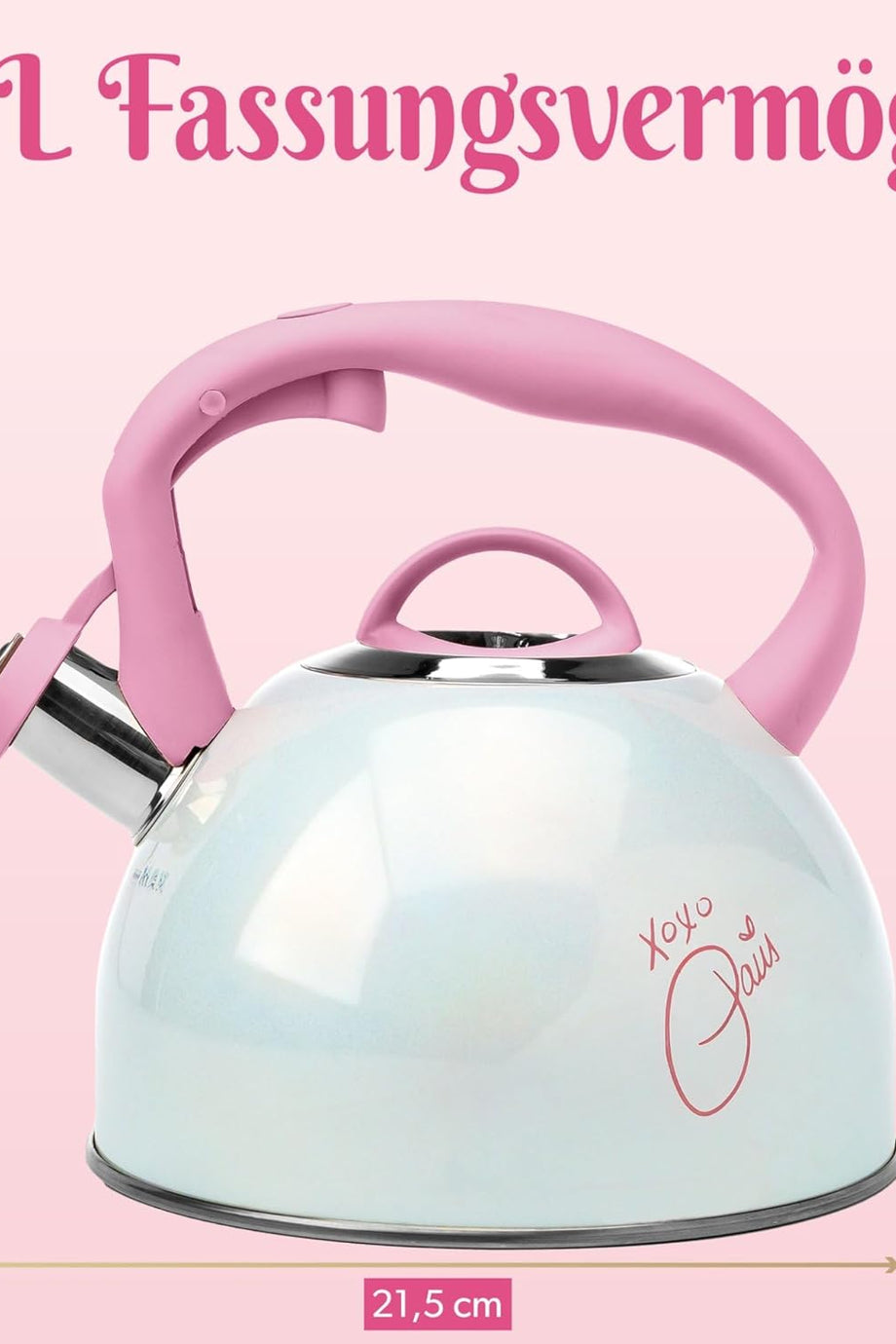 Paslanmaz Çelik Çaydanlık , 2 L, Cool-Touch Saplı, Düdüklü, Pembe