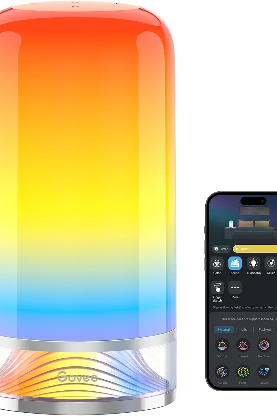 Masa Lambası LED Gece Lambası Dokunmatik, Alexa Kontrollü, RGBICWW, 64 Sahne Modu, 500 Lm, 2700-6500K