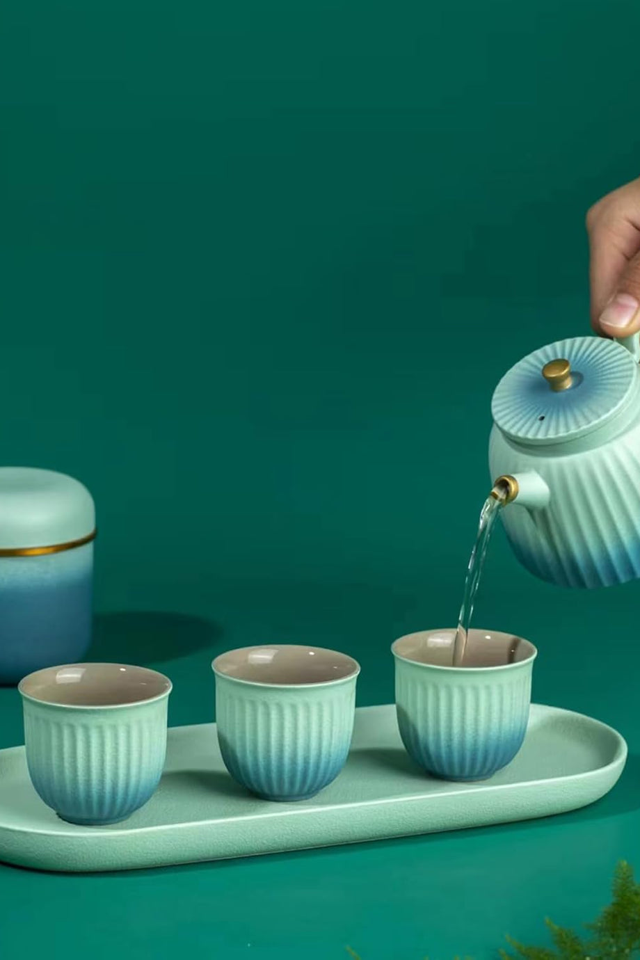 8 Parça Çin Kungfu Çay Seti, Porselen, Çaydanlık, Tepsi ve Seyahat Çantası