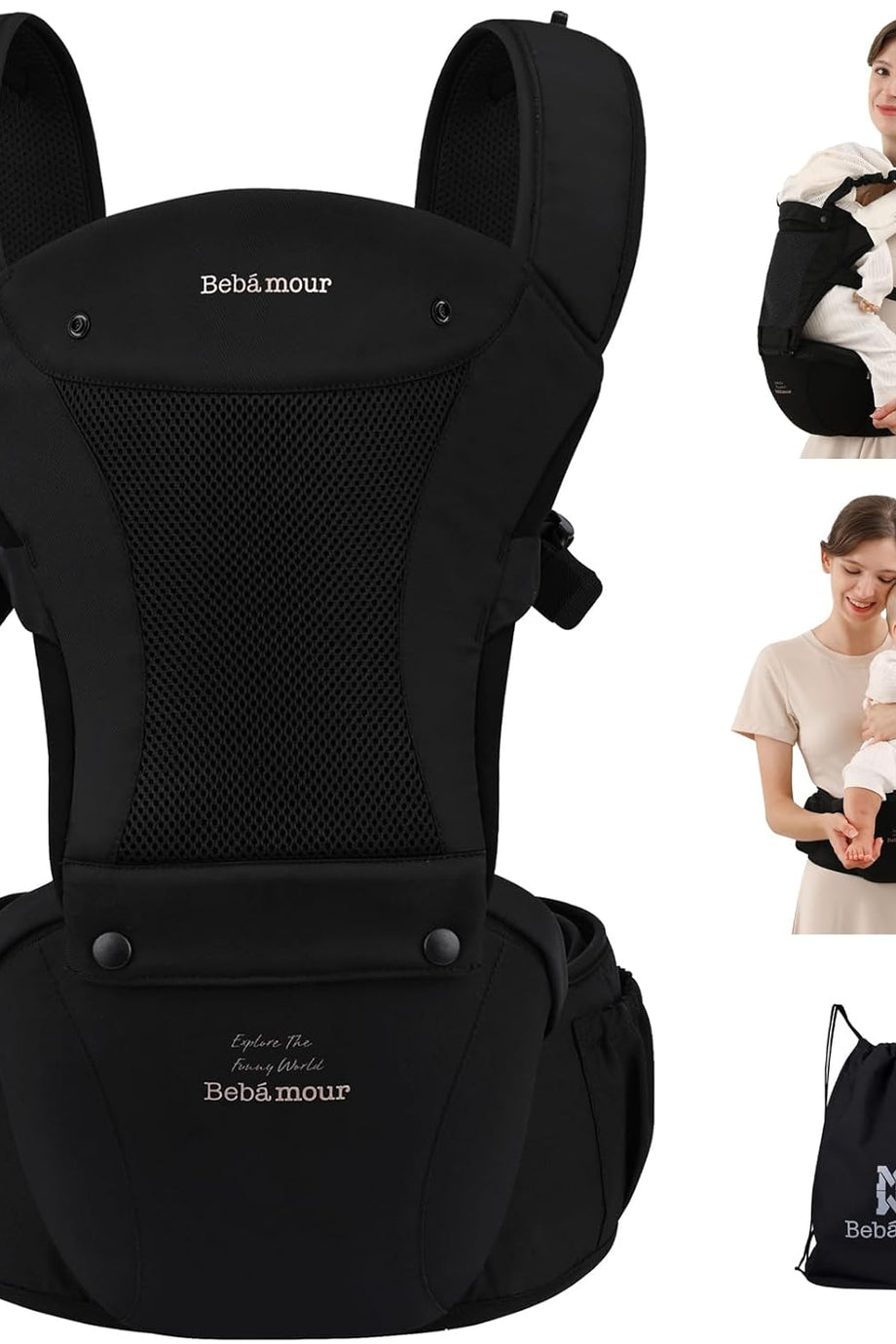 6'sı 1 Arada Ergonomik Bebek Taşıyıcı, 3D Air Mesh, 0-36 Ay