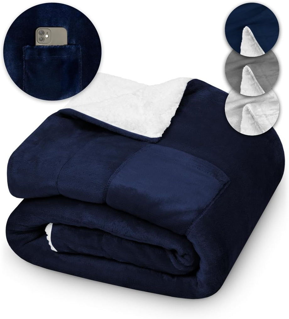 Kami Sherpa Çocuklar İçin Yumuşak Battaniye, 130x150cm, Mavi, Oeko-Tex Sertifikalı