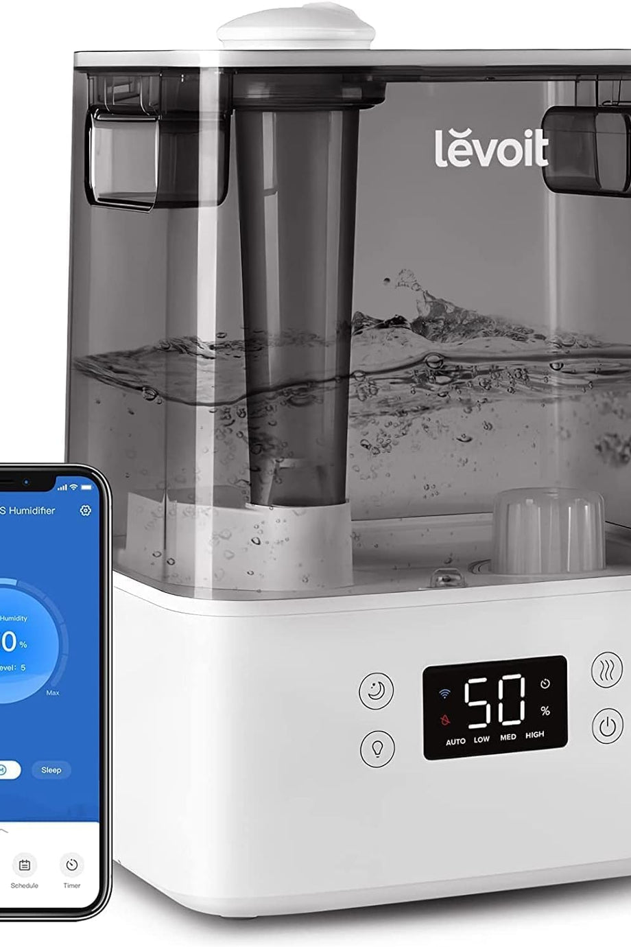 6L Akıllı Hava Nemlendirici, Wi-Fi ve Alexa Kontrollü, Gri