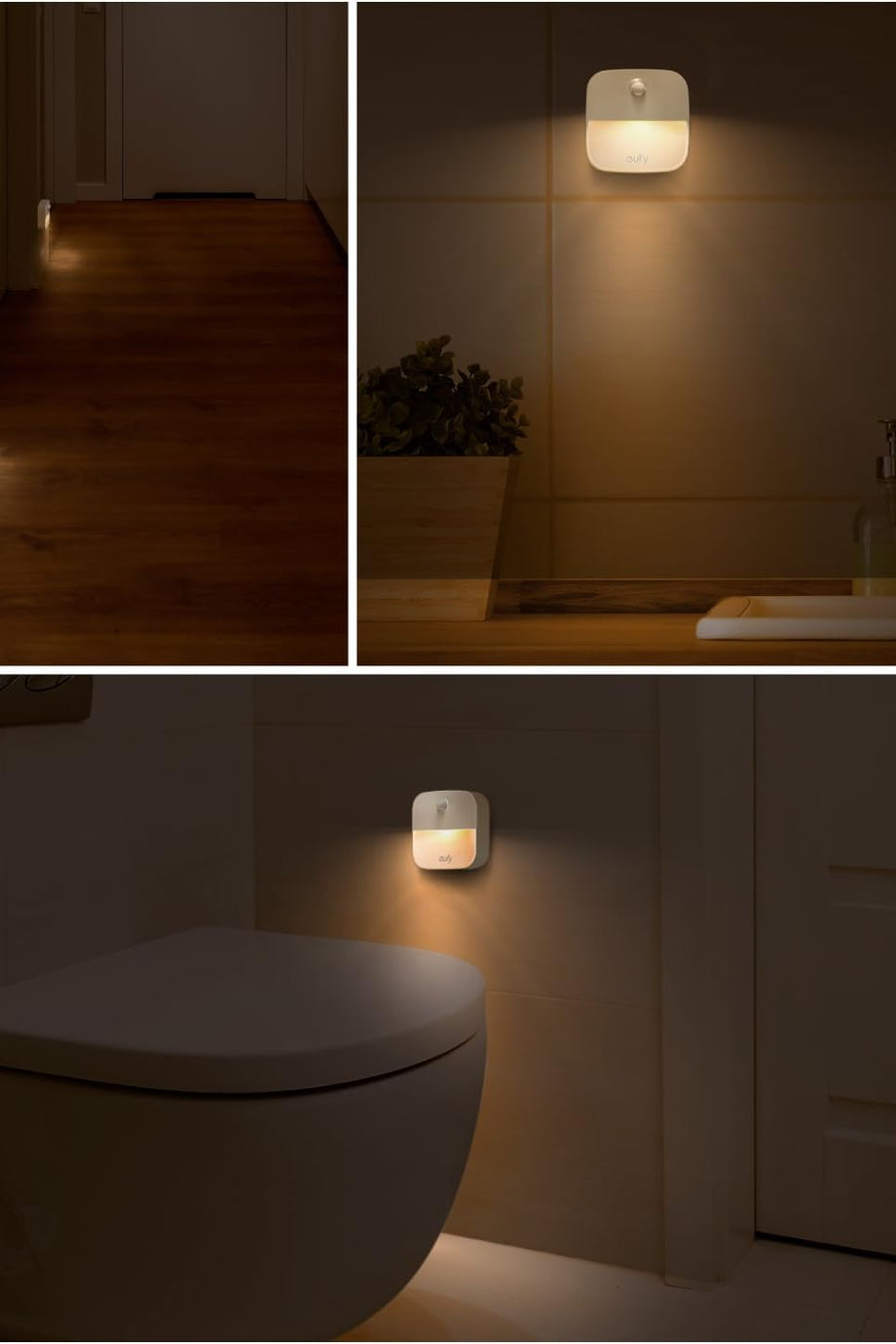 Lumi 3’lü LED Gece Lambası Hareket Sensörlü, Otomatik Açma/Kapama, Sıcak Beyaz Işık