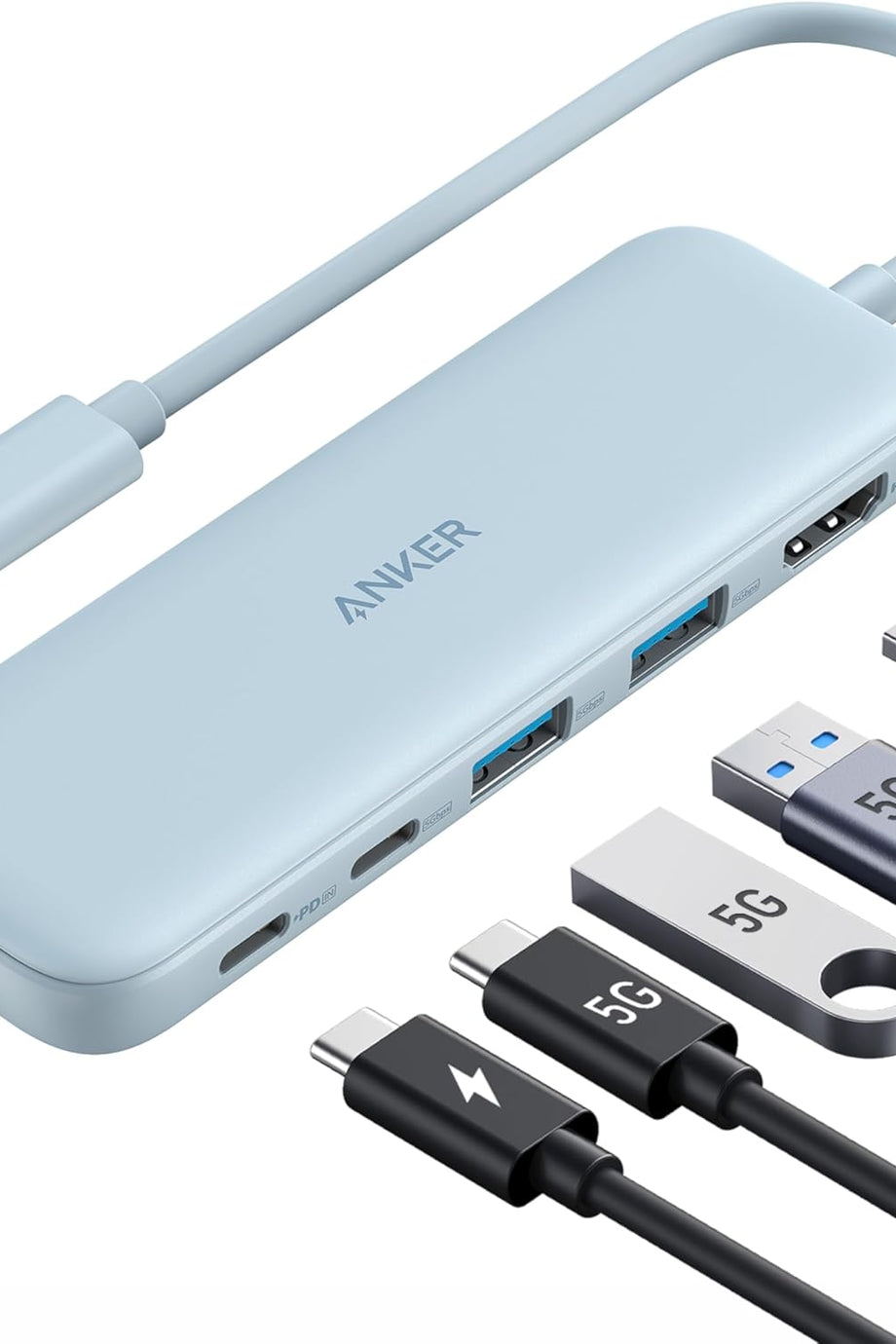 USB-C Hub 332 (5’i 1 Arada) 4K HDMI, 100W PD-IN, 5Gbps USB-C ve USB-A Veri Portları