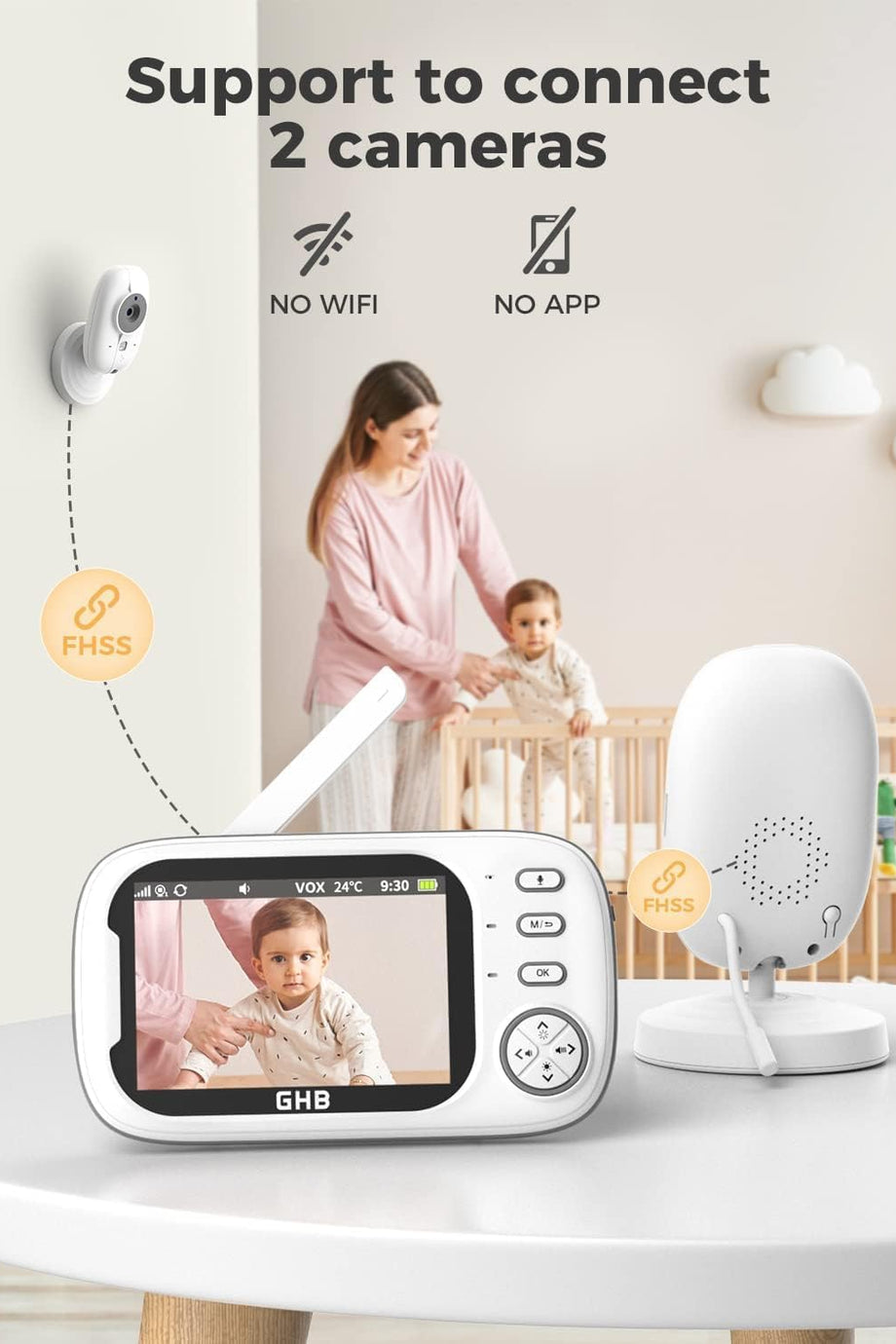 Bebek Monitörü Kamera, 3.5 İnç Video, VOX Modu, Gece Görüşlü, İnterkom ve Ninniler