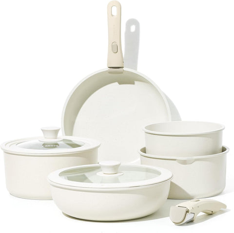 9 Parça Tencere Seti, Çıkarılabilir Saplı, Yapışmaz Granit Kaplama, Wok Tava Dahil