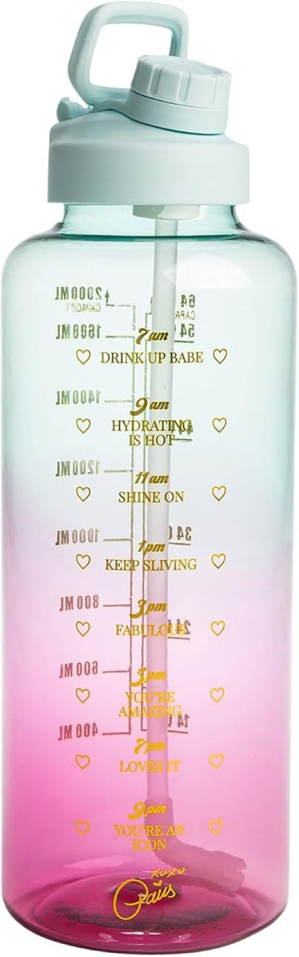 1,8 Litre Pembe/Mavi Su Şişesi, Motive Edici, Sızdırmaz, Spor ve Günlük Kullanım