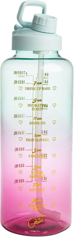 1,8 Litre Pembe/Mavi Su Şişesi, Motive Edici, Sızdırmaz, Spor ve Günlük Kullanım